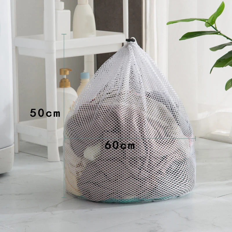 Coarse mesh laundry wash bag 50 by 60 centimeter dimension reference graphic