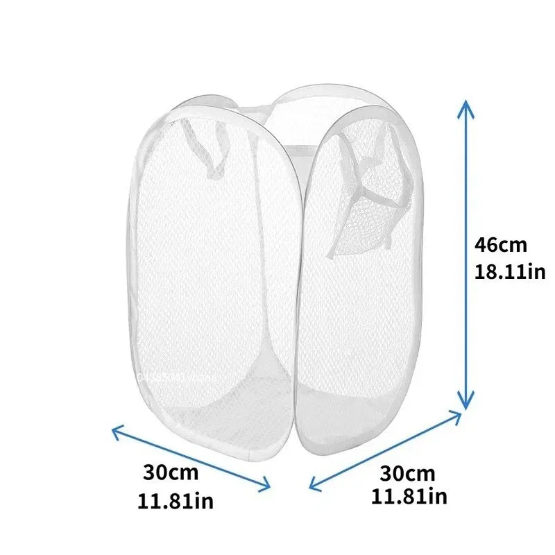 White foldable storage basket dimension reference graphic