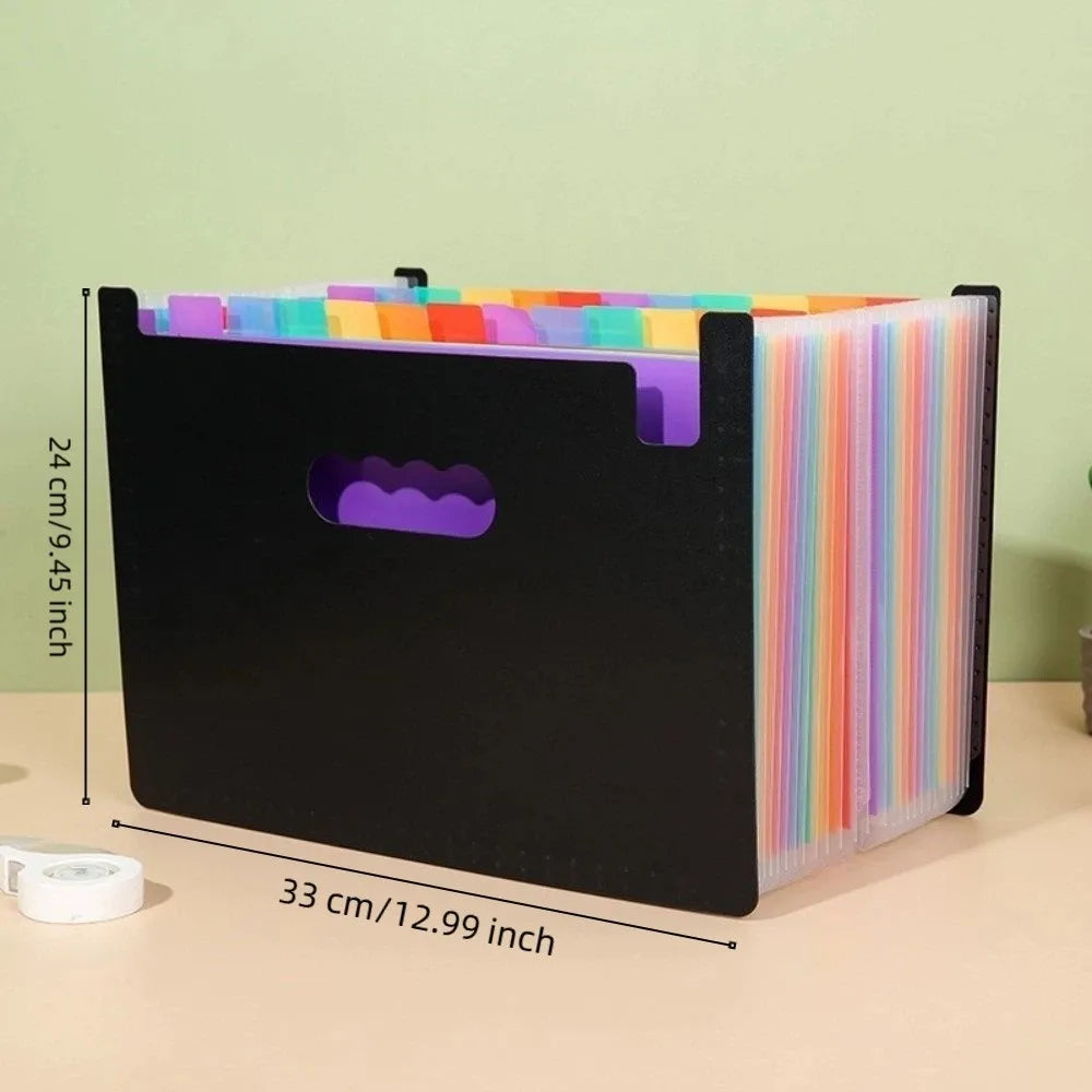 Covered A4 accordion file organizer dimension reference graphic