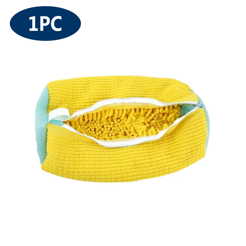 One yellow sneaker wash bag quantity reference graphic