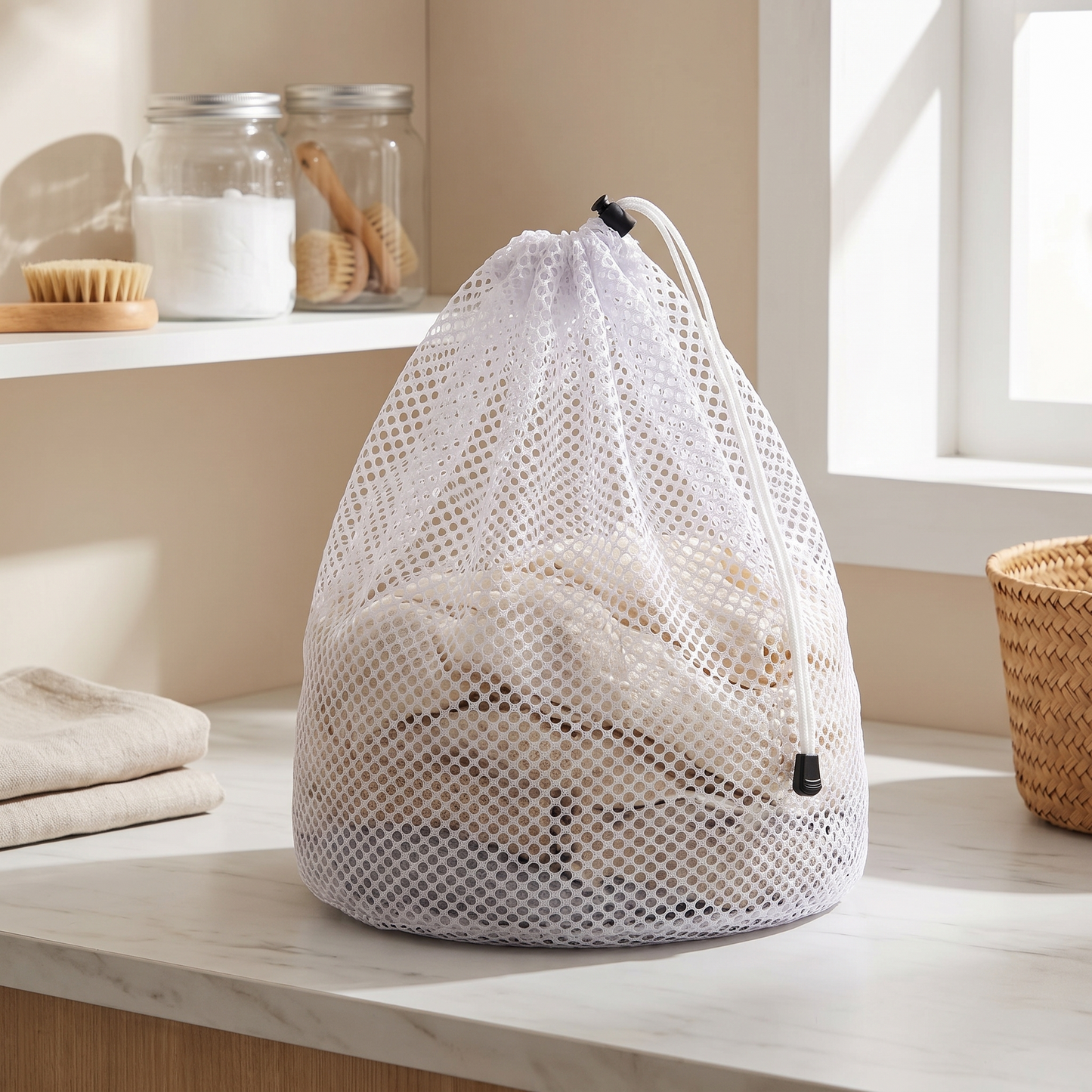 Coarse mesh laundry wash bag in 30 by 40 centimeters