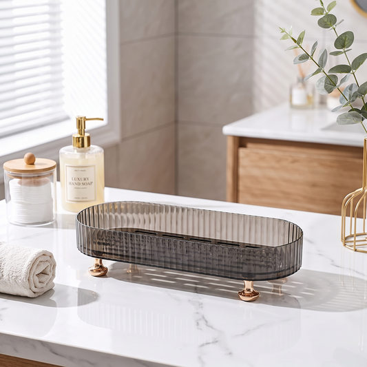 Black countertop vanity organizer tray