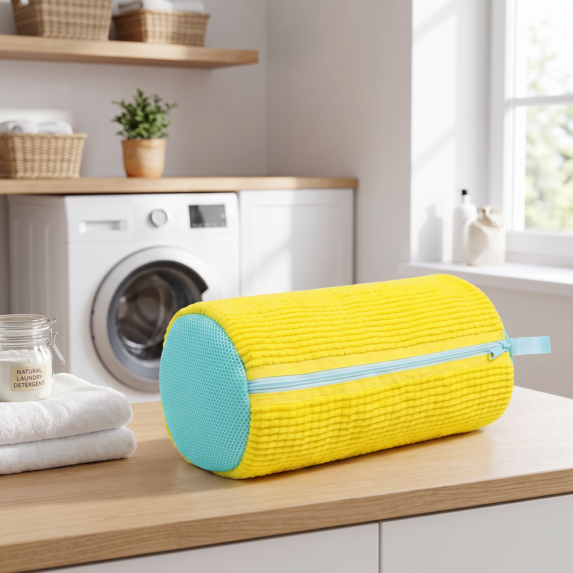 One yellow zippered sneaker wash bag