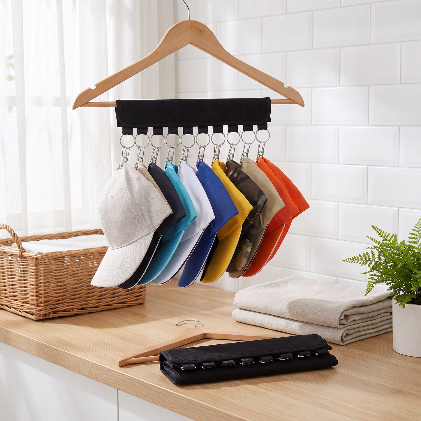 Two-piece set of black multi-clip drying racks