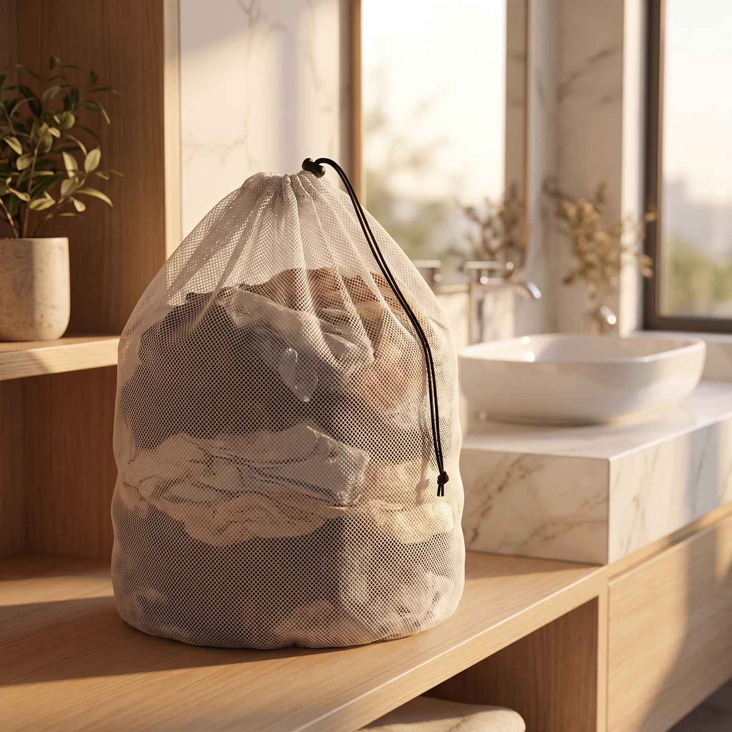 Coarse mesh laundry wash bag in 50 by 60 centimeters