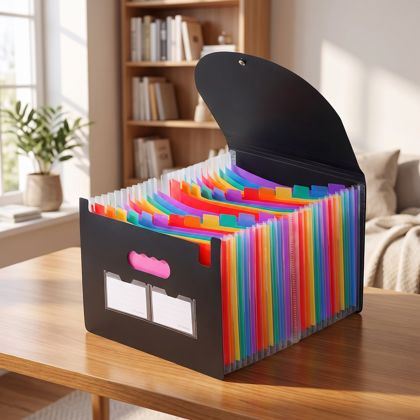Covered 13-pocket A4 accordion file organizer